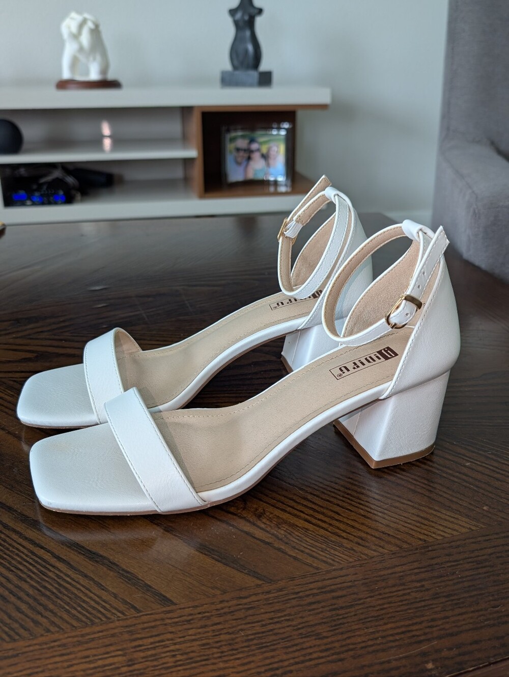 White Ankle-Strap Block Heel Sandals - Women - 8 - Picture 5 of 9